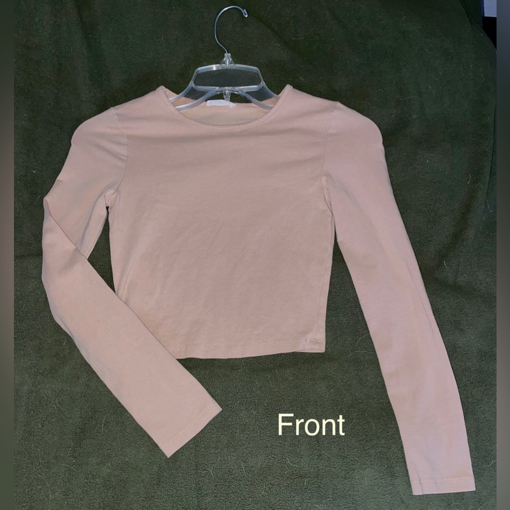 Imagenation long sleeve crop tee. Peach/tan. XS